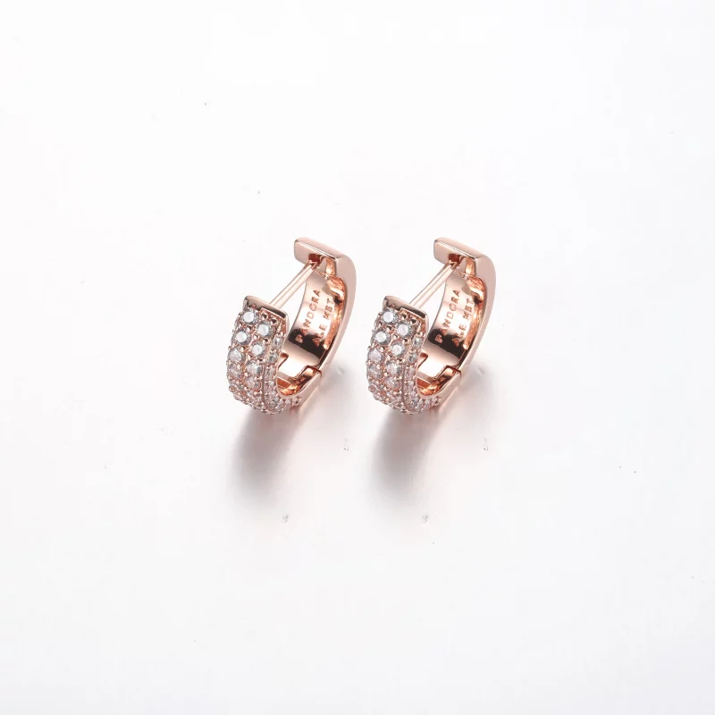 (image pour) Boucles d'oreilles créoles Pandora Timeless Pavé à double rangée - 282622C01 - Afficher 2