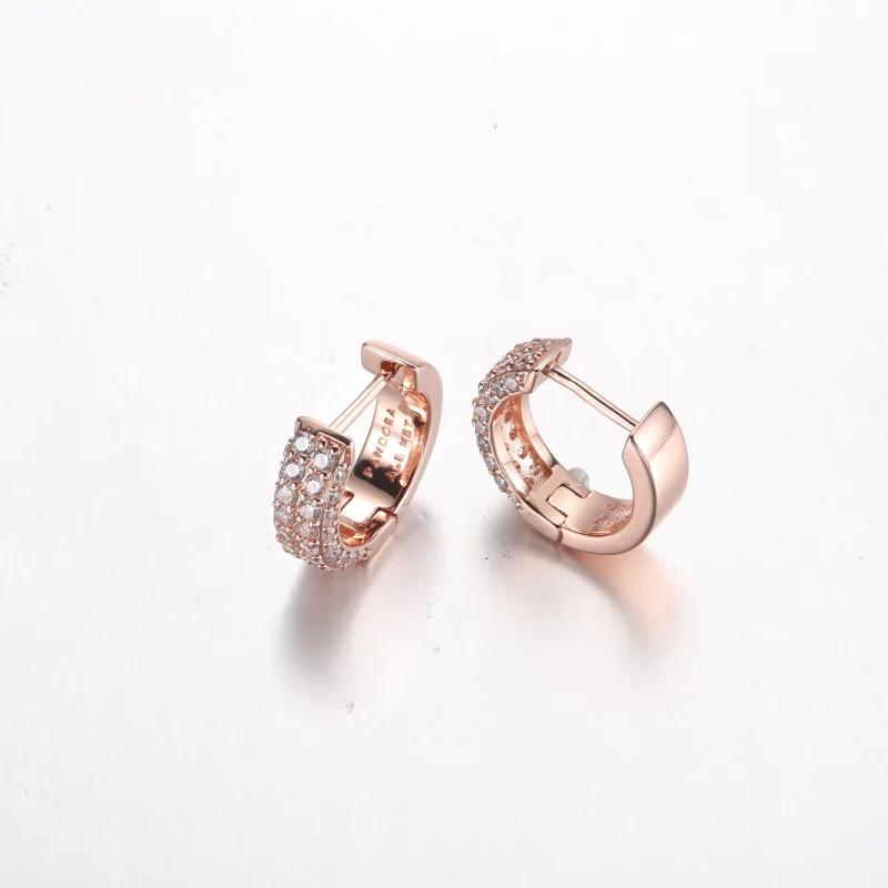 (image pour) Boucles d'oreilles créoles Pandora Timeless Pavé à double rangée - 282622C01 - Afficher 4