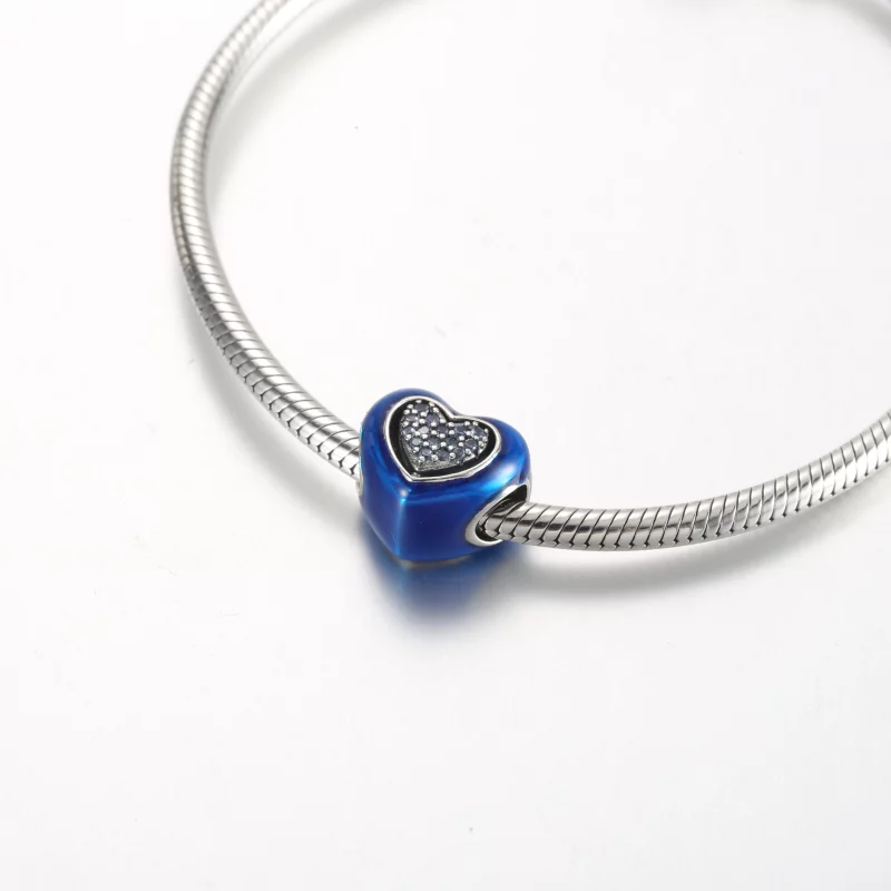 (image pour) Charm Coeur Bleu Tourbillonnant Pandora - 792750C01 - Afficher 5