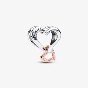 (image pour) Charm Pandora à cœur ouvert entrelacé bicolore - 782642C00