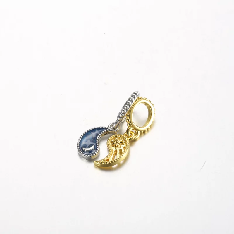 (image pour) Charm Pandora en argent et or avec pendentif séparable représentant le soleil et - Afficher 2