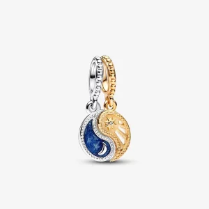 (image pour) Charm Pandora en argent et or avec pendentif séparable représentant le soleil et la lune - 762678C01