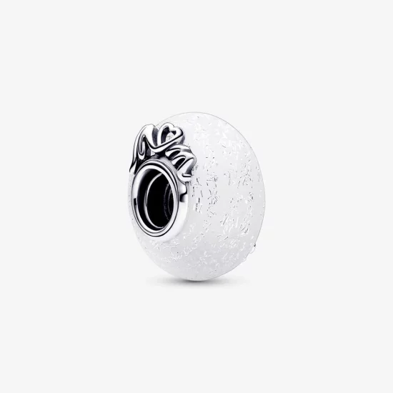 (image pour) Charm Pandora en verre de Murano blanc pailleté "Mum & Love" - 792655C00