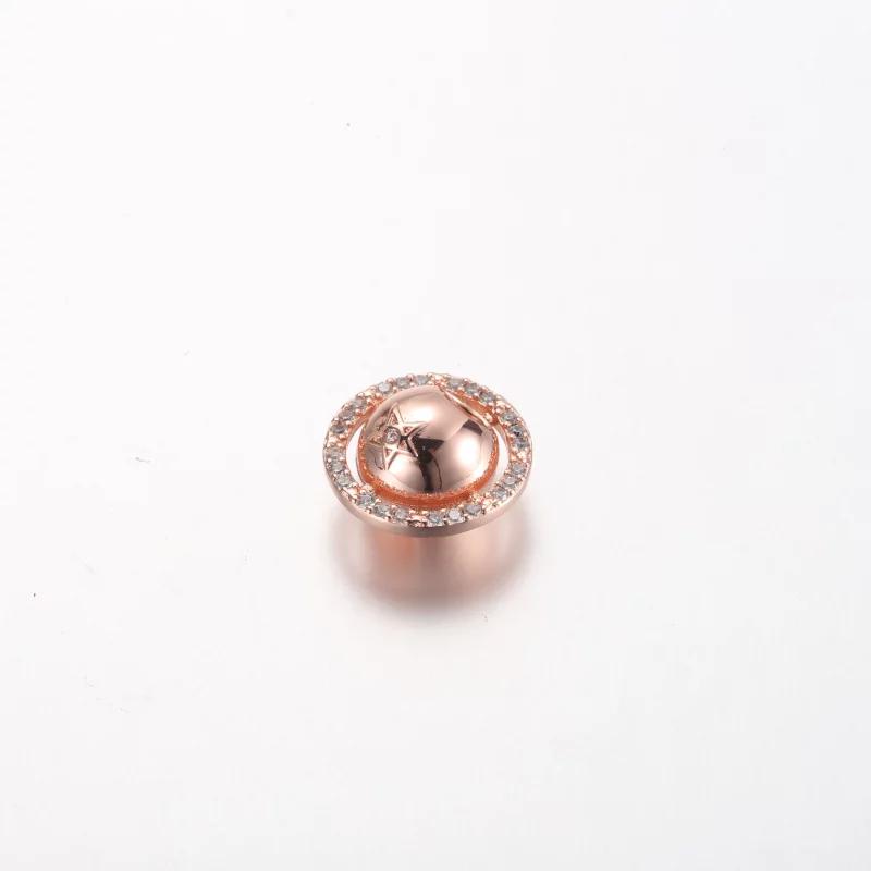 (image pour) Charm plaqué or rose 14 carats Pandora Saturn planète avec zircone cubique trans - Afficher 2