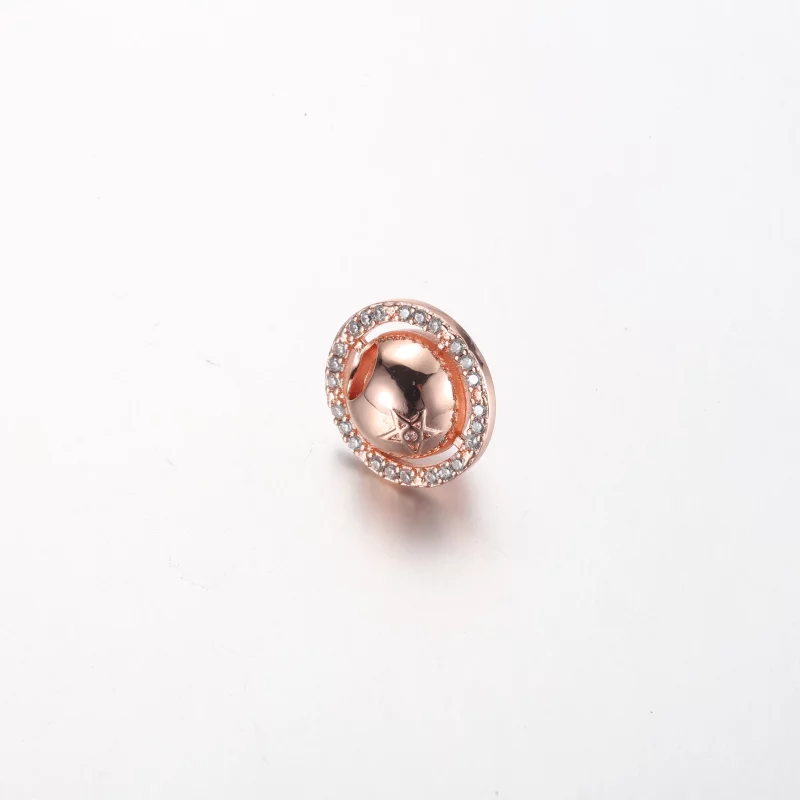 (image pour) Charm plaqué or rose 14 carats Pandora Saturn planète avec zircone cubique trans - Afficher 5