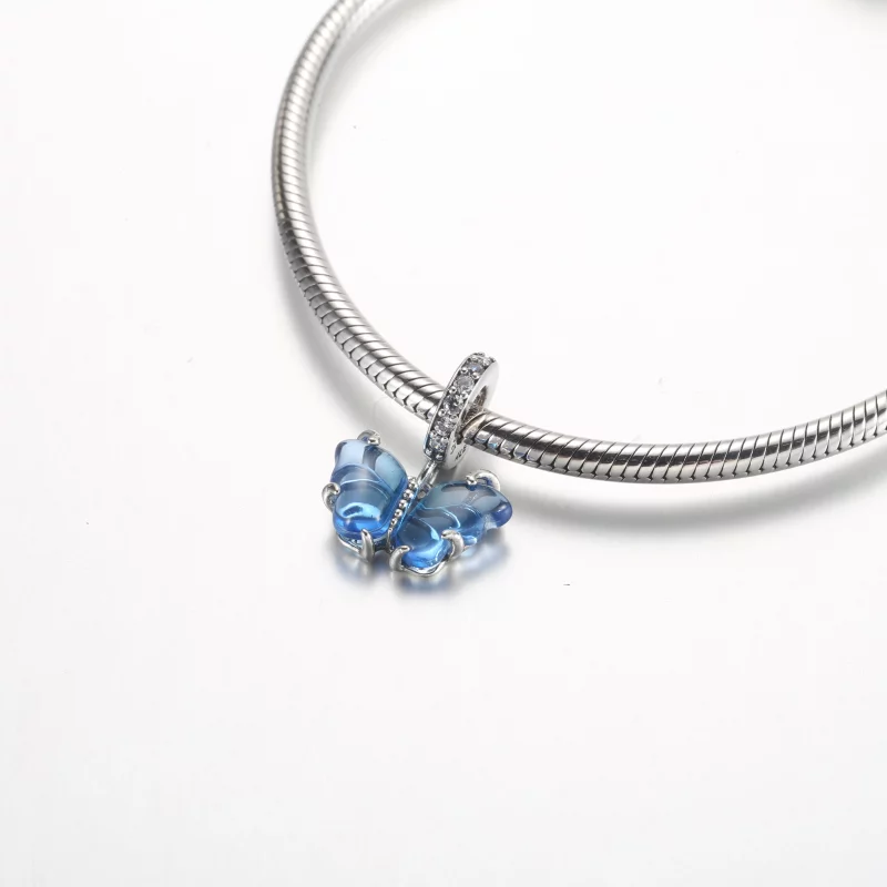 (image pour) Charmante breloque papillon en verre de Murano bleu Pandora - 792698C01 - Afficher 4