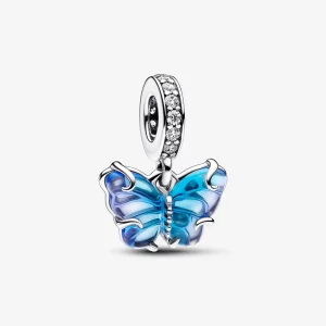 (image pour) Charmante breloque papillon en verre de Murano bleu Pandora - 792698C01