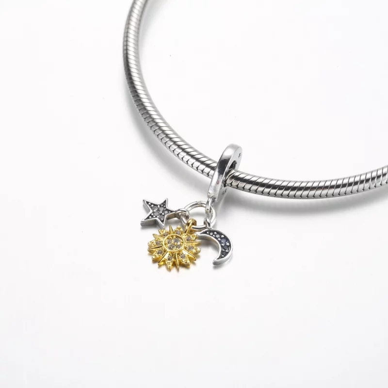 (image pour) Charme suspendu triple céleste Pandora bicolore - 762676C01 - Afficher 4