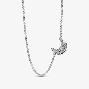 (image pour) Collier Pandora Moon en argent sterling avec zircone cubique transparente - 392785C01