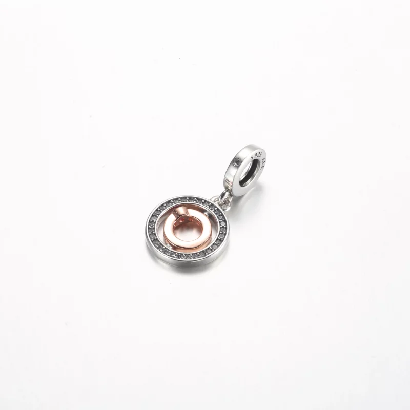 (image pour) Pandora Amour en argent sterling et plaqué or rose 14 carats - pendentif pivotan - Afficher 2