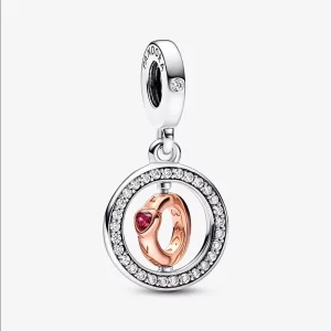 (image pour) Pandora Amour en argent sterling et plaqué or rose 14 carats - pendentif pivotant 782600C01