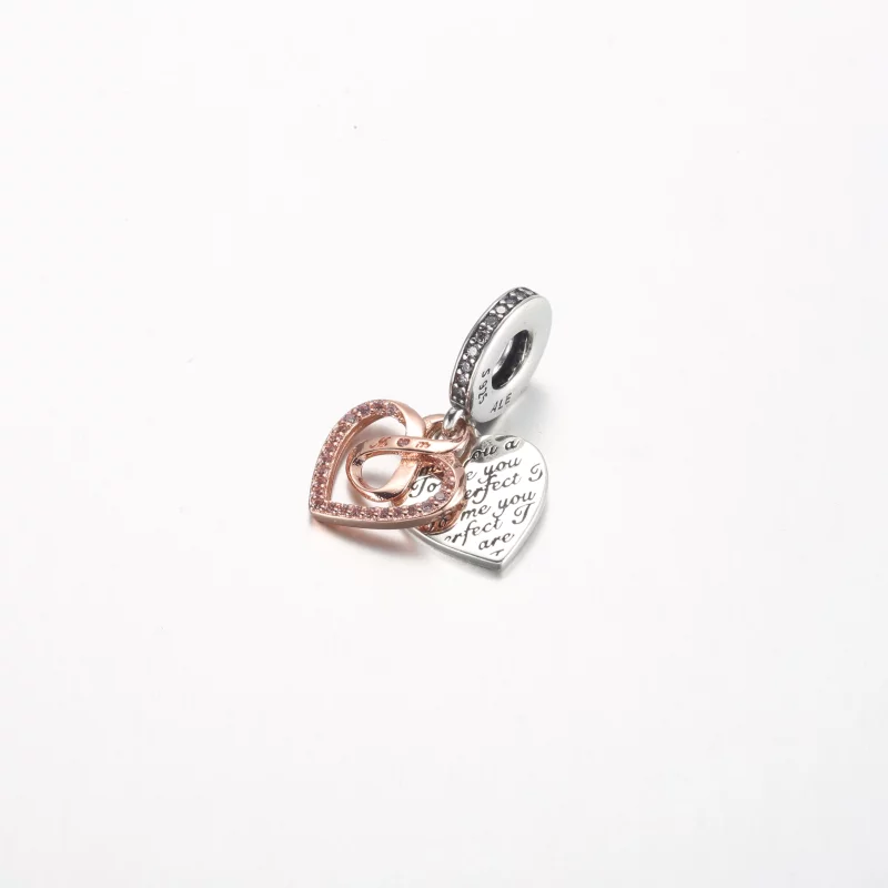 (image pour) Pandora Charm Double Pendeloque Cœur Infinity Bicolore - 782641C01 - Afficher 2