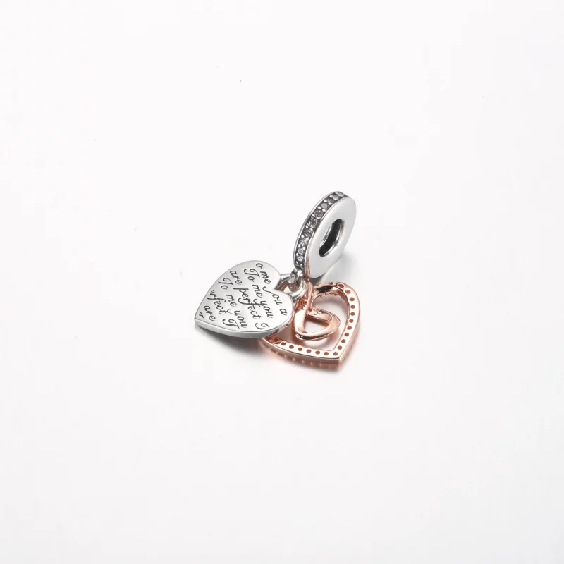 (image pour) Pandora Charm Double Pendeloque Cœur Infinity Bicolore - 782641C01 - Afficher 3