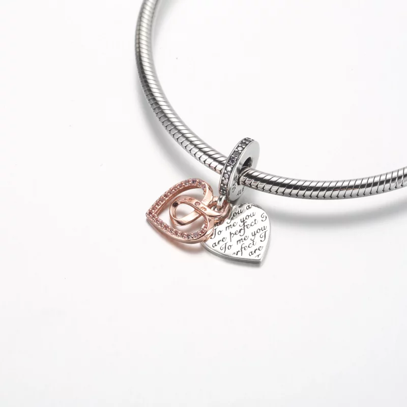 (image pour) Pandora Charm Double Pendeloque Cœur Infinity Bicolore - 782641C01 - Afficher 4