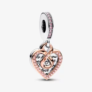 (image pour) Pandora Charm Double Pendeloque Cœur Infinity Bicolore - 782641C01