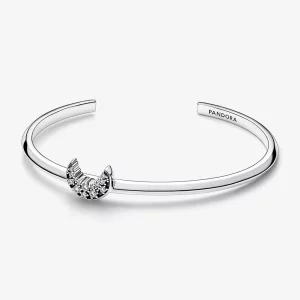 (image pour) Pandora Lune bracelet ouvert en argent sterling avec zircones cubiques transparentes - 592789C01