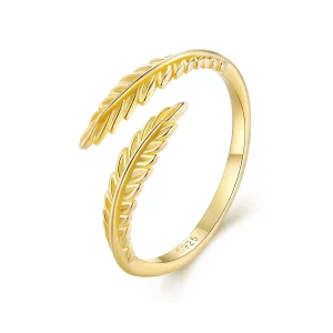 Anneau ouvert style Pandora avec des feuilles - BSR485-E (image pour) Anneau ouvert style Pandora avec des feuilles - BSR485-E