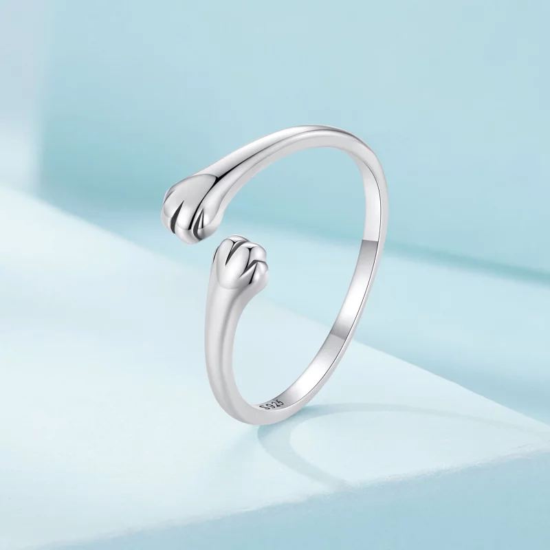 (image pour) Bague d'étreinte de chat de style Pandora - SCR961-E - Afficher 2