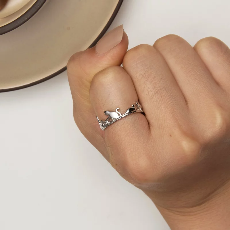 (image pour) Bague de style Pandora avec chat - SCR944-E - Afficher 2