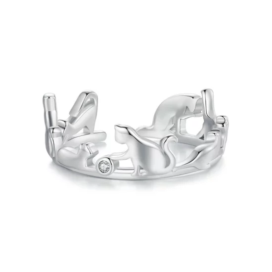 (image pour) Bague de style Pandora avec chat - SCR944-E