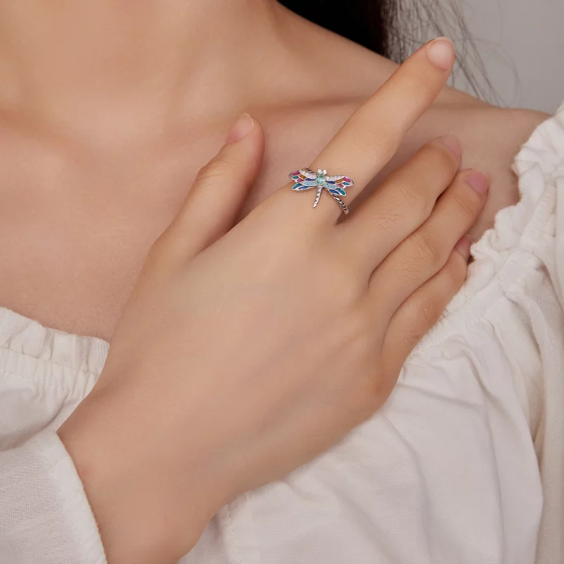 (image pour) Bague de style Pandora avec libellule - BSR385 - Afficher 4