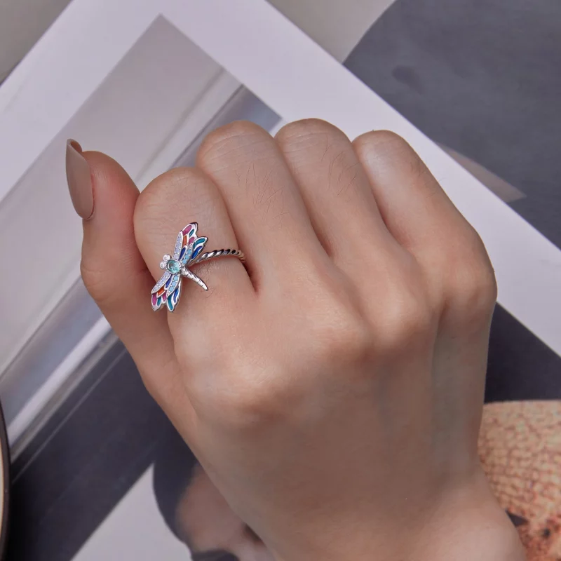 (image pour) Bague de style Pandora avec libellule - BSR385 - Afficher 7