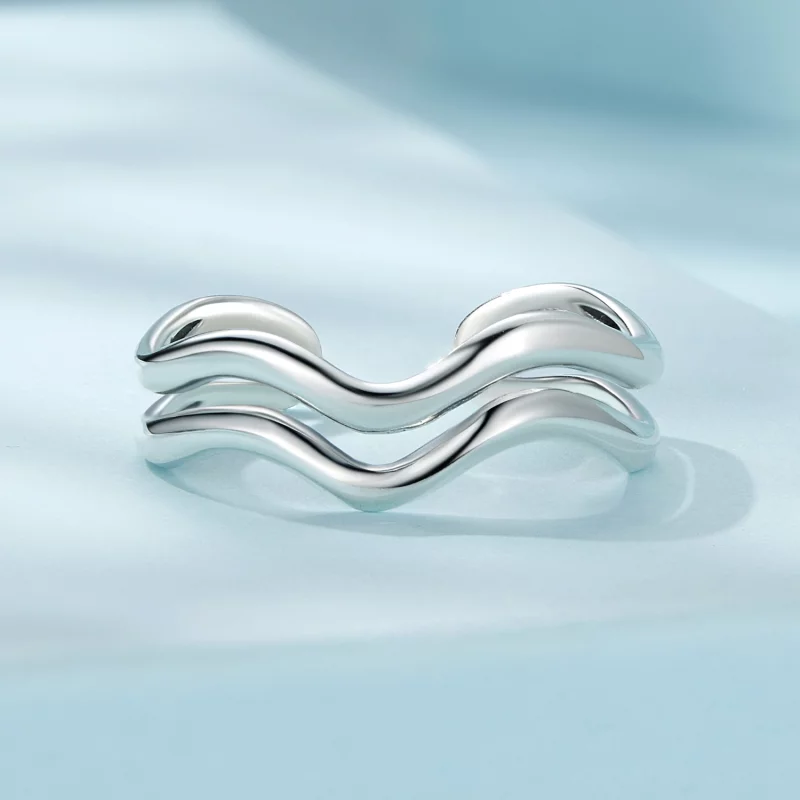 (image pour) Bague à double couche de style Pandora avec motif de vagues - SCR968-E - Afficher 3
