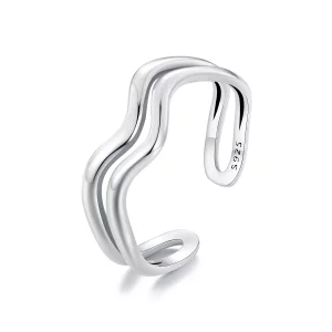 (image pour) Bague à double couche de style Pandora avec motif de vagues - SCR968-E