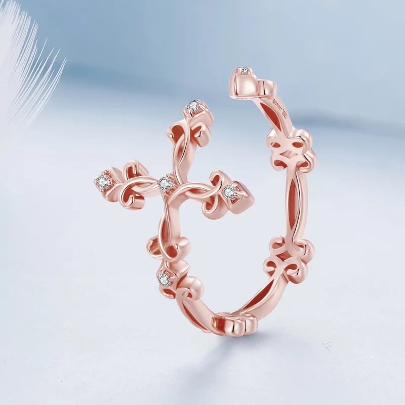 (image pour) Bague en argent style Pandora avec croix - BSR041-C - Afficher 2