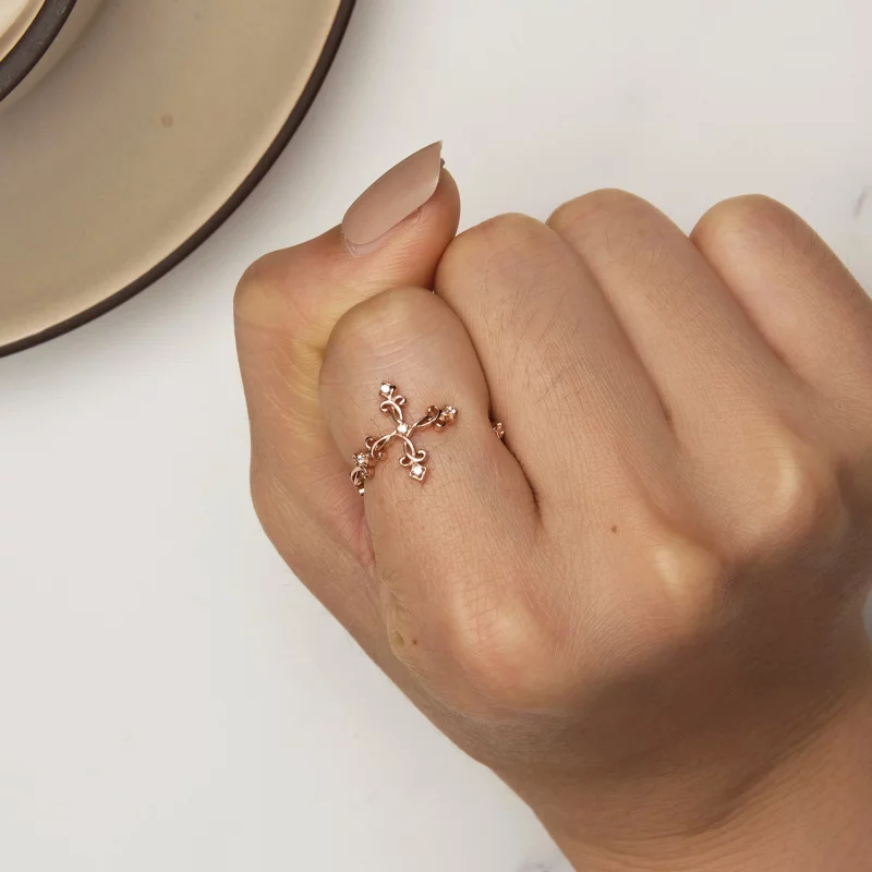 (image pour) Bague en argent style Pandora avec croix - BSR041-C - Afficher 6