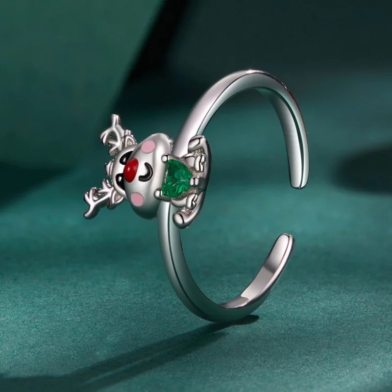 (image pour) Bague Ouverte de Noël avec Renne de Style Pandora - BSR493-E - Afficher 2