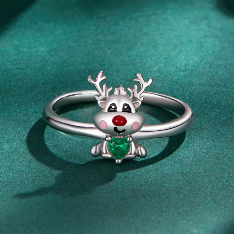 (image pour) Bague Ouverte de Noël avec Renne de Style Pandora - BSR493-E - Afficher 3