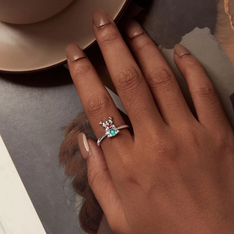 (image pour) Bague Ouverte de Noël avec Renne de Style Pandora - BSR493-E - Afficher 5