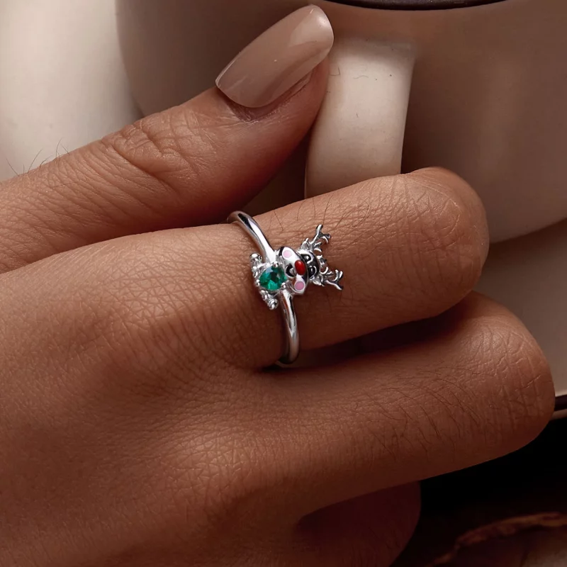 (image pour) Bague Ouverte de Noël avec Renne de Style Pandora - BSR493-E - Afficher 6
