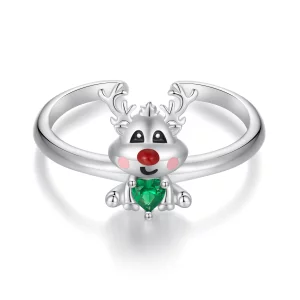 (image pour) Bague Ouverte de Noël avec Renne de Style Pandora - BSR493-E