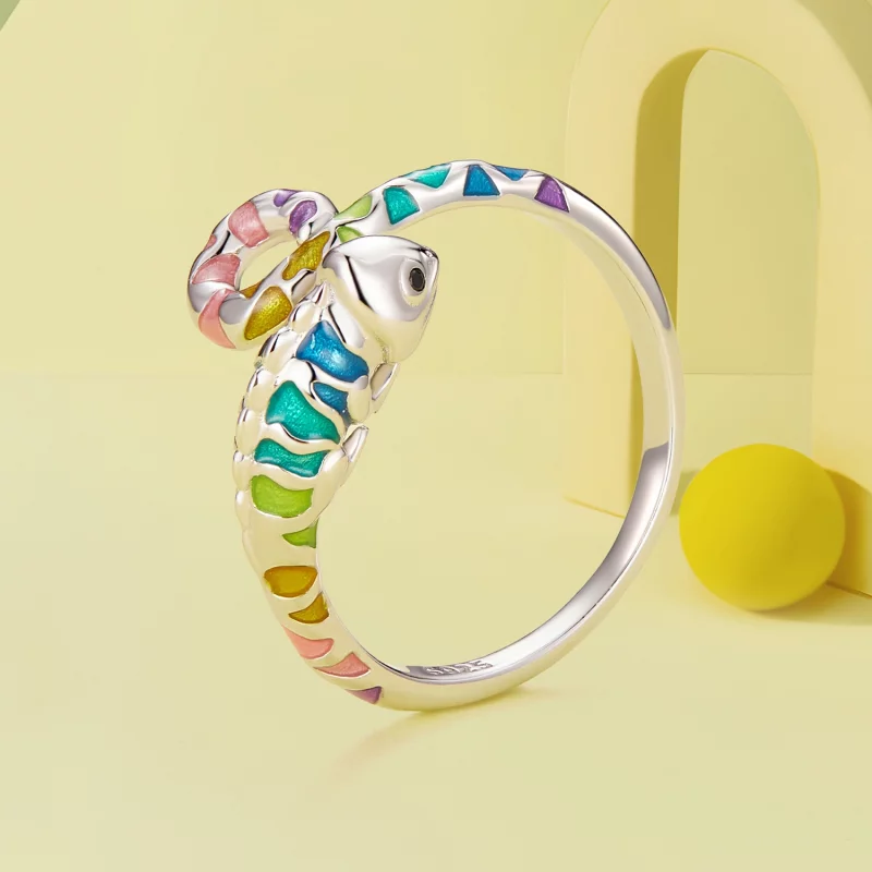 (image pour) Bague ouverte de style Pandora avec caméléon - BSR475-E - Afficher 2