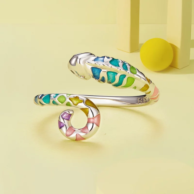 (image pour) Bague ouverte de style Pandora avec caméléon - BSR475-E - Afficher 3