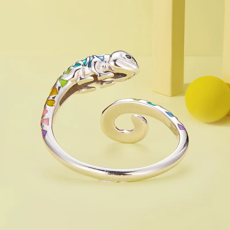 (image pour) Bague ouverte de style Pandora avec caméléon - BSR475-E - Afficher 4