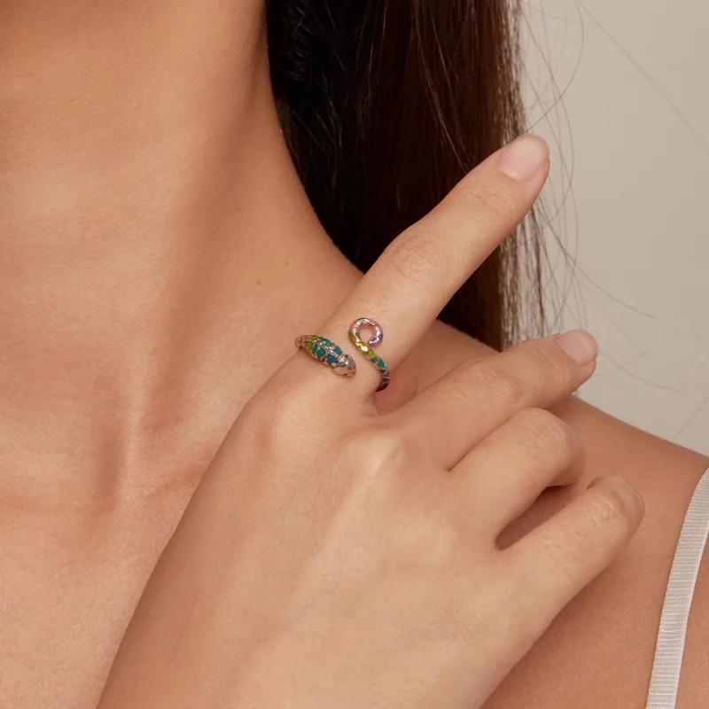 (image pour) Bague ouverte de style Pandora avec caméléon - BSR475-E - Afficher 5