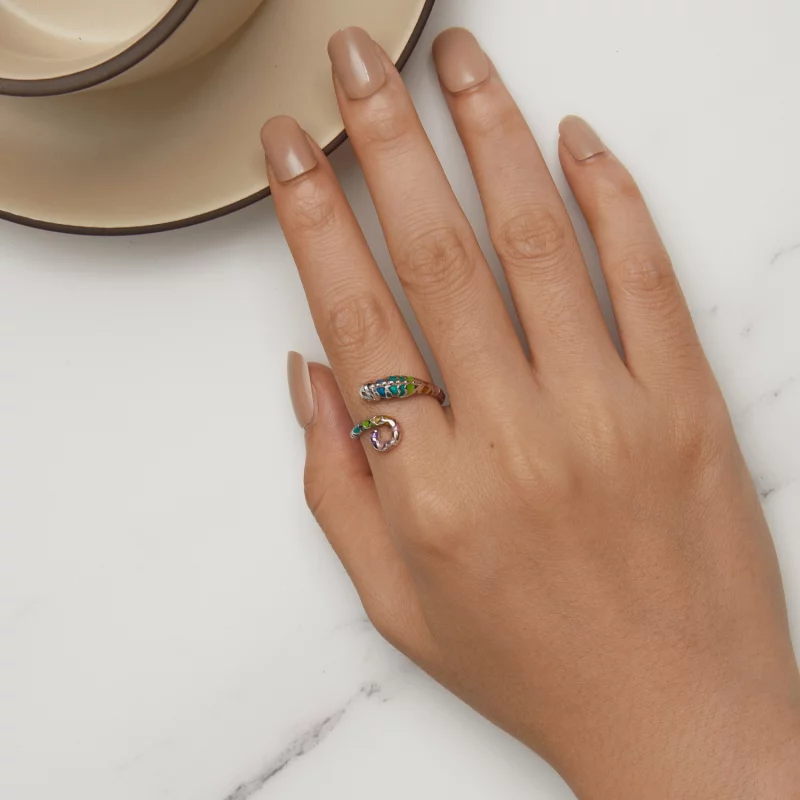 (image pour) Bague ouverte de style Pandora avec caméléon - BSR475-E - Afficher 6