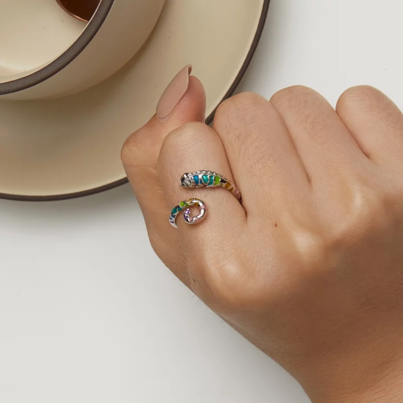 (image pour) Bague ouverte de style Pandora avec caméléon - BSR475-E - Afficher 7