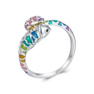 (image pour) Bague ouverte de style Pandora avec caméléon - BSR475-E