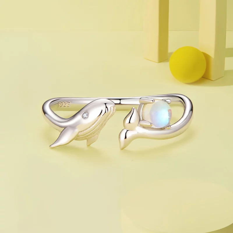 (image pour) Bague ouverte de style Pandora avec motif de baleine - BSR473-E - Afficher 3