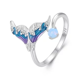Bague ouverte de style Pandora avec rêve de sirène - BSR494-E (image pour) Bague ouverte de style Pandora avec rêve de sirène - BSR494-E