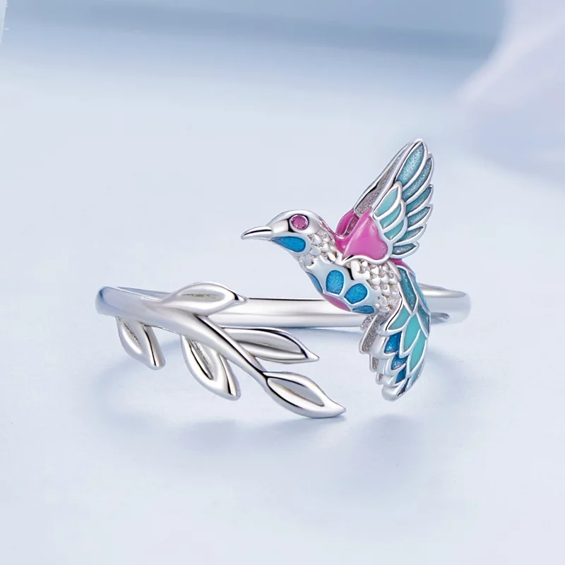 (image pour) Bague ouverte de style Pandora avec un martin-pêcheur - BSR483-E - Afficher 3