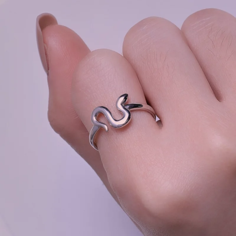 (image pour) Bague ouverte de style Pandora en forme de serpent - SCR926 - Afficher 7