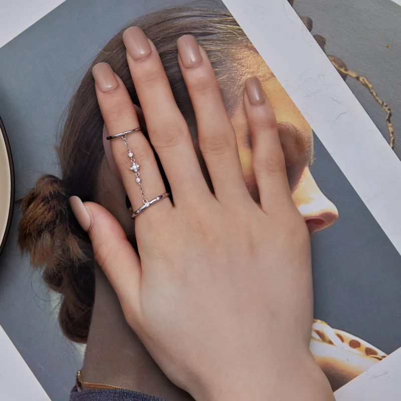 (image pour) Bague Ouverte à Double Anneau de Chaîne de Style Pandora - BSR405 - Afficher 6