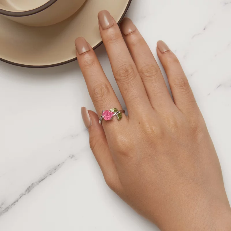 (image pour) Bague ouverte en cristal rose de style Pandora - BSR472-PKE - Afficher 3