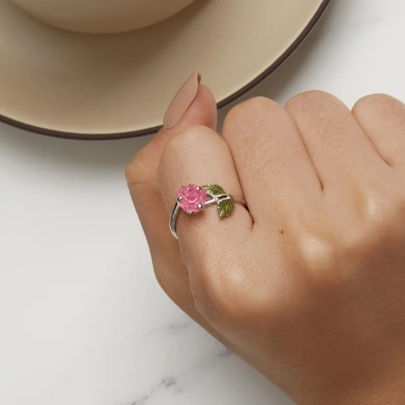 (image pour) Bague ouverte en cristal rose de style Pandora - BSR472-PKE - Afficher 4
