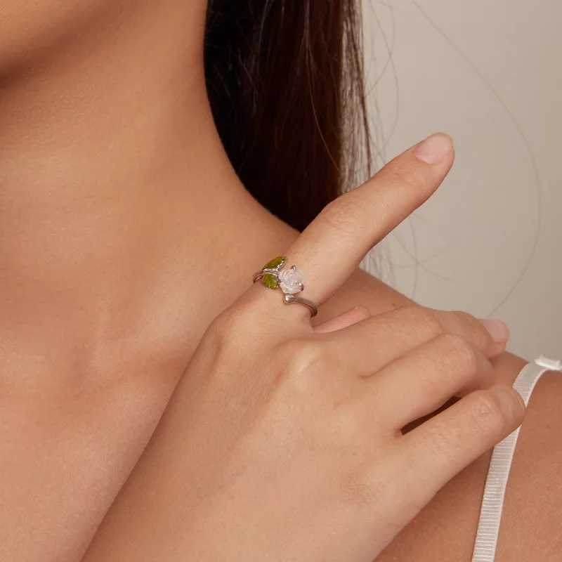 (image pour) Bague ouverte en cristal rose de style Pandora - BSR472-PKE - Afficher 8